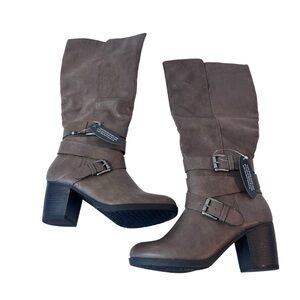 Style & Co Jomaris Knee High Boots Taupe Womens Heel Height 2.5” New